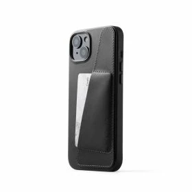 Mujjo funda de piel para cartera con MagSafe iPhone 14 / 15 Plus negro