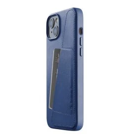 Mujjo funda cartera de piel iPhone 14 / 15 Plus azul
