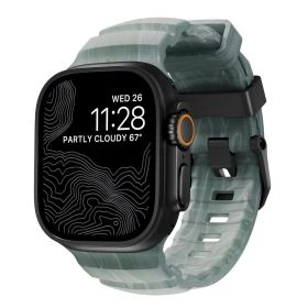 Nomad Rocky Point Correa para Apple Watch (Ultra) 42mm / 44mm / 45mm / 46mm / 49mm Sierra Stone Connector Negro