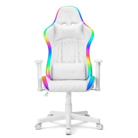 Silla gaming Ranqer Halo blanca con iluminación LED RGB en respaldo y asiento, vista frontal