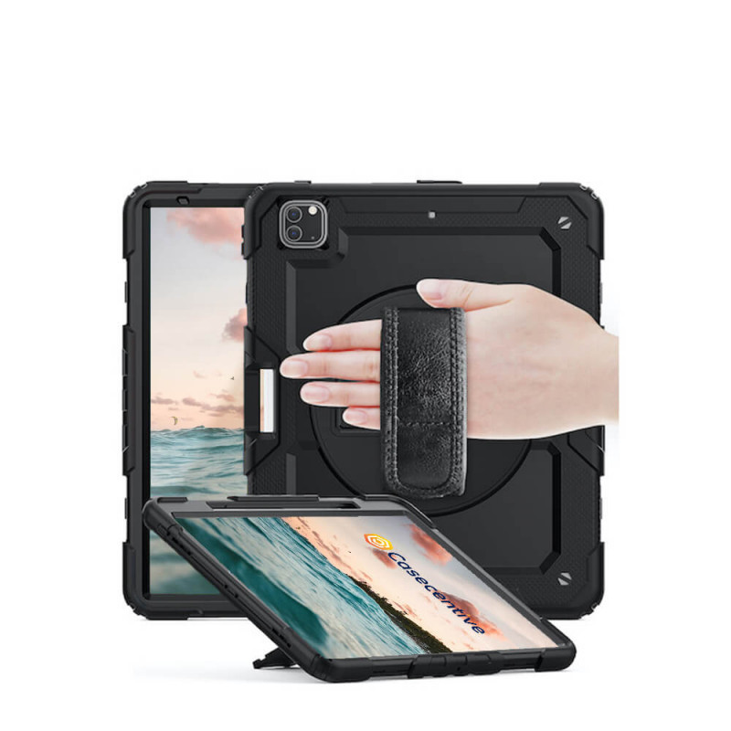 Casecentive Handstrap Pro Hardcase met handvat iPad Pro 11" 2022 / 2021 / 2020 / 2018 zwart