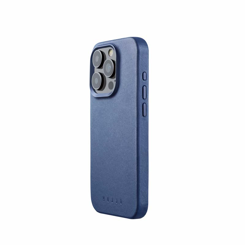 Mujjo funda de piel con MagSafe iPhone 15 Pro azul