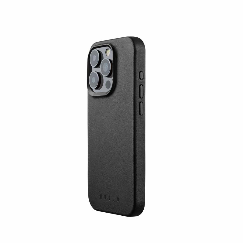 Mujjo funda de piel con MagSafe iPhone 15 Pro negro