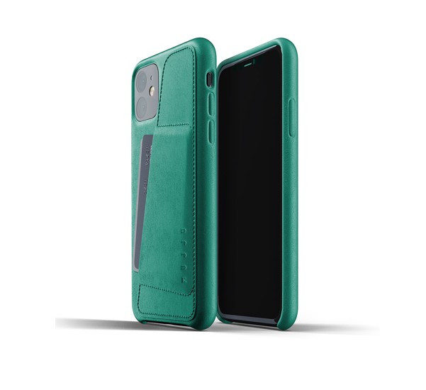 Mujjo Leather Wallet Case iPhone 11 groen