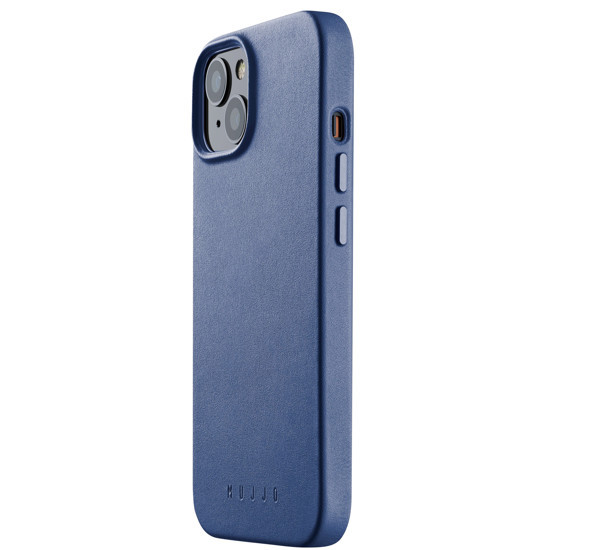 Mujjo funda de piel con MagSafe iPhone 14 / 15 azul