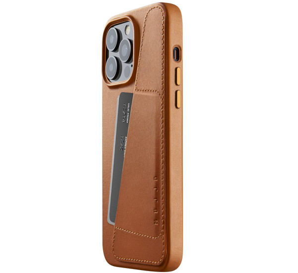 Mujjo funda de piel para cartera iPhone 14 Pro Max marrón