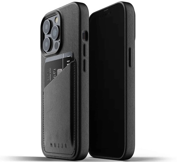Mujjo Leather Wallet Case iPhone 13 Pro zwart