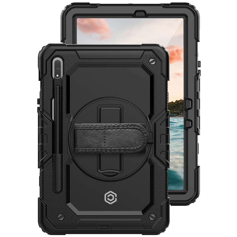 Casecentive Handstrap Pro Hardcase met handvat Galaxy Tab S8 Plus zwart