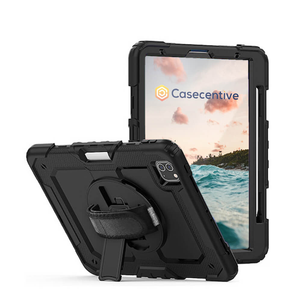 Casecentive Handstrap Pro Hardcase met handvat iPad Pro 11" 2022 / 2021 / 2020 / 2018 zwart