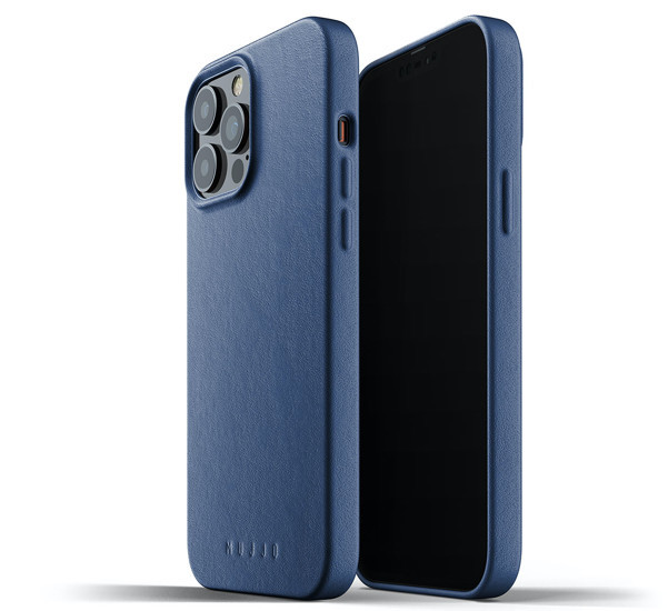 Mujjo Leather Case iPhone 13 Pro Max blauw
