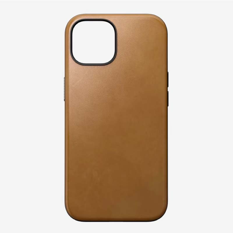 Nomad moderna funda de piel magsafe iPhone 15 bronceada