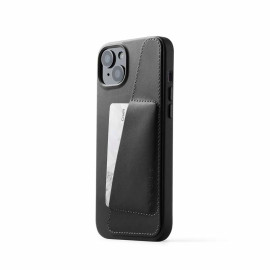 Mujjo Leather Wallet Case iPhone 15 Plus black