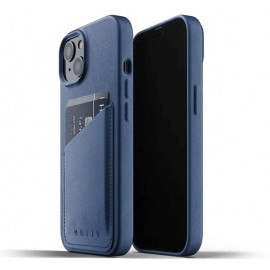 Mujjo Leather Wallet case iPhone 13 Mini blauw