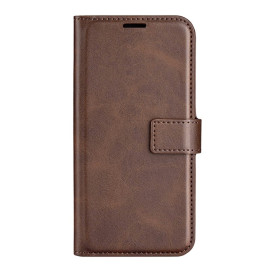 Casecentive Leather Wallet case with closure iPhone 15 Plus Brown