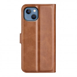 Casecentive Leather Wallet case with closure iPhone 14 Plus brown