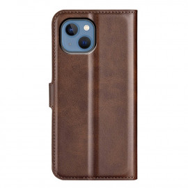 Casecentive Leather Wallet case with closure iPhone 14 Pro dark brown