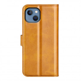 Casecentive Leather Wallet case with closure iPhone 14 Pro tan
