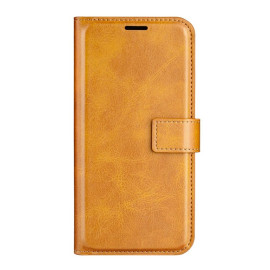 Casecentive Leather Wallet case with closure iPhone 15 Pro tan
