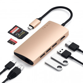 Satechi USB-C Multi-Port Adapter 4K Ethernet V2 goud