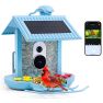 HiBirds Comedero inteligente para pájaros con cámara para observación de aves con paneles solares Azul sticky