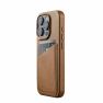 Mujjo Leather Wallet Case iPhone 15 Pro brown sticky