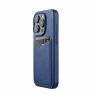 Mujjo funda cartera de piel iPhone 15 Pro azul sticky