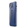 Mujjo funda cartera de piel iPhone 14 / 15 Plus azul sticky