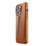 Mujjo funda de piel para cartera iPhone 14 Pro Max marrón sticky