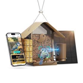 Birdfy Feeder Metal V Lite + Solar - comedero para pájaros inteligente y resistente a la intemperie, con cámara y reconocimiento por IA