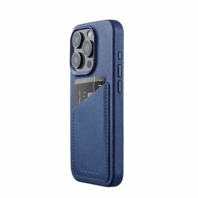 Mujjo funda cartera de piel iPhone 15 Pro azul
