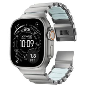 Nomad Stratos Titanium Strap Apple Watch 44mm / 45mm / 46mm / 49mm Natural / Icy Blue Glow