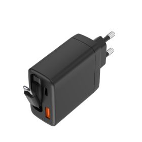 Musthavz Cargador PD de 65 W con 2 puertos y cable retráctil Negro