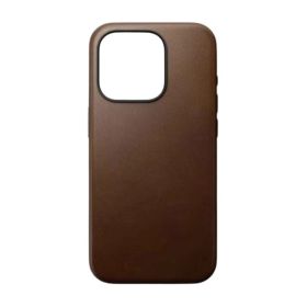 Nomad moderna funda de piel magsafe iPhone 15 Plus marrón