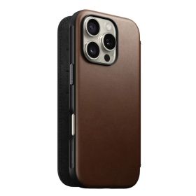 Nomad Modern Leather Folio iPhone 16 Pro Brown