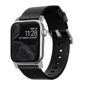 Nomad moderna correa de piel Apple Watch 42mm / 44mm / 45mm / 49mm negro / plata