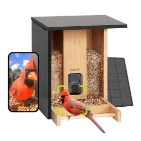 Birdfy Comedero inteligente Bambú para Pájaros con energía solar, cámara y reconocimiento AI