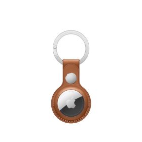 Apple AirTag Leather Key Ring saddle brown