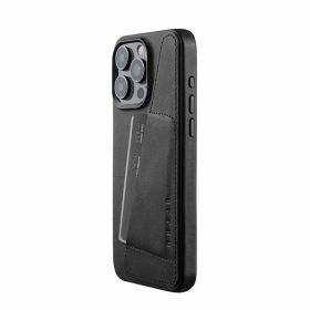 Mujjo funda de piel para cartera iPhone 15 Pro Max negro