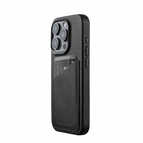 Mujjo funda de piel para cartera iPhone 15 Pro negro