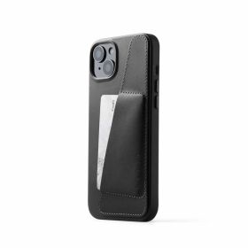 Mujjo funda de piel para cartera con MagSafe iPhone 14 / 15 Plus negro