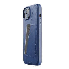 Mujjo funda cartera de piel iPhone 14 / 15 Plus azul