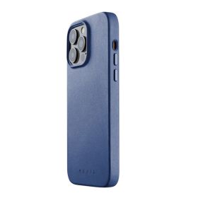 Mujjo funda de piel con MagSafe iPhone 14 / 15 Plus azul