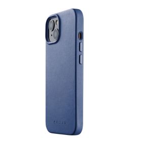 Mujjo funda de piel con MagSafe iPhone 13 / 14 azul