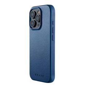 Mujjo Leather Case iPhone 16 Pro Max azul
