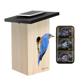 Birdfy Birdhouse Ebony Lite Smart Pajarera/ Casita Inteligente, con Energía Solar, Cámara y Reconocimiento de Pájaros AI
