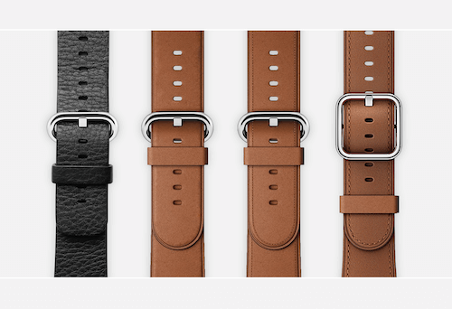 Las cuatro generaciones del Apple Watch Classic Buckle una junto a la otra
