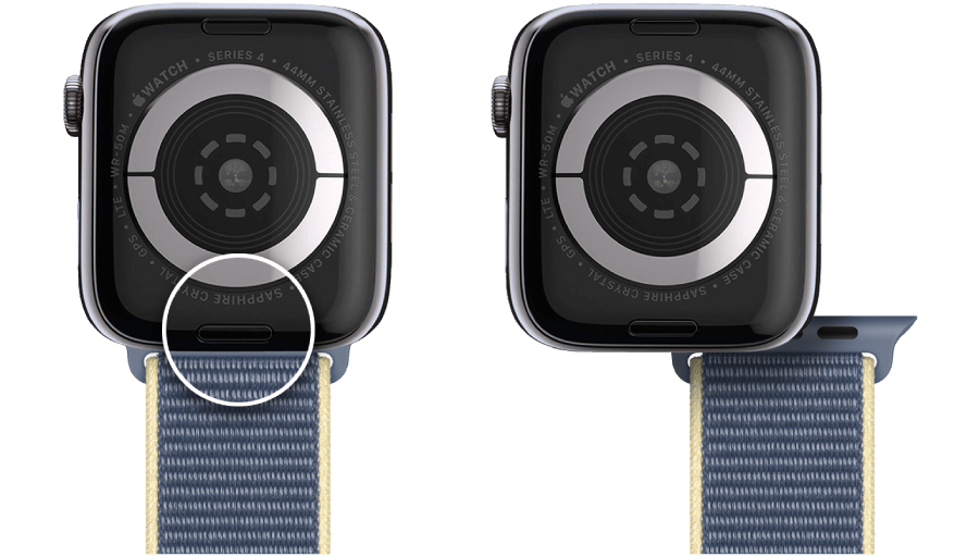 Cambiar la correa del Apple Watch paso 1