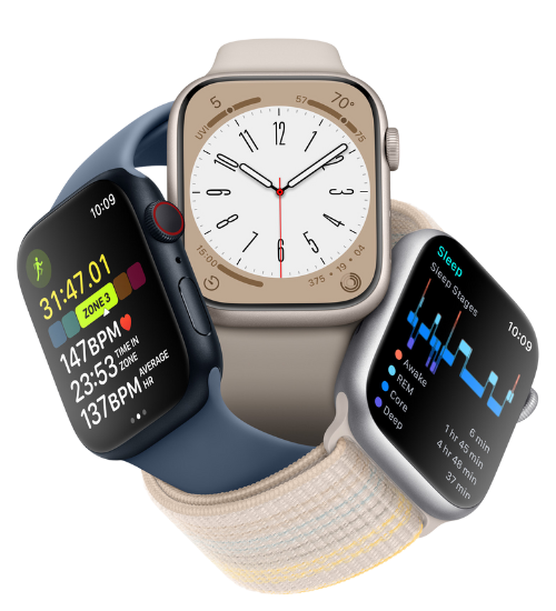 Apple Watch Ultra puesto con la correa Ocean Band de fluoroelastómero